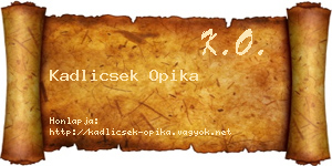 Kadlicsek Opika névjegykártya